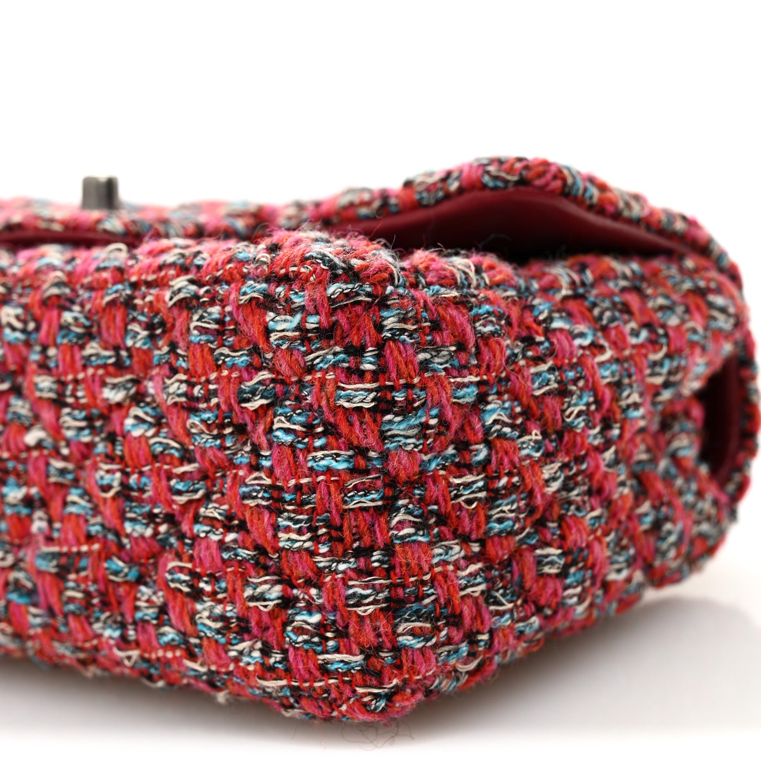 Chanel Tweed Quilted Mini Rectangular Flap Red Blue Ecru Black Pink 10 of 11