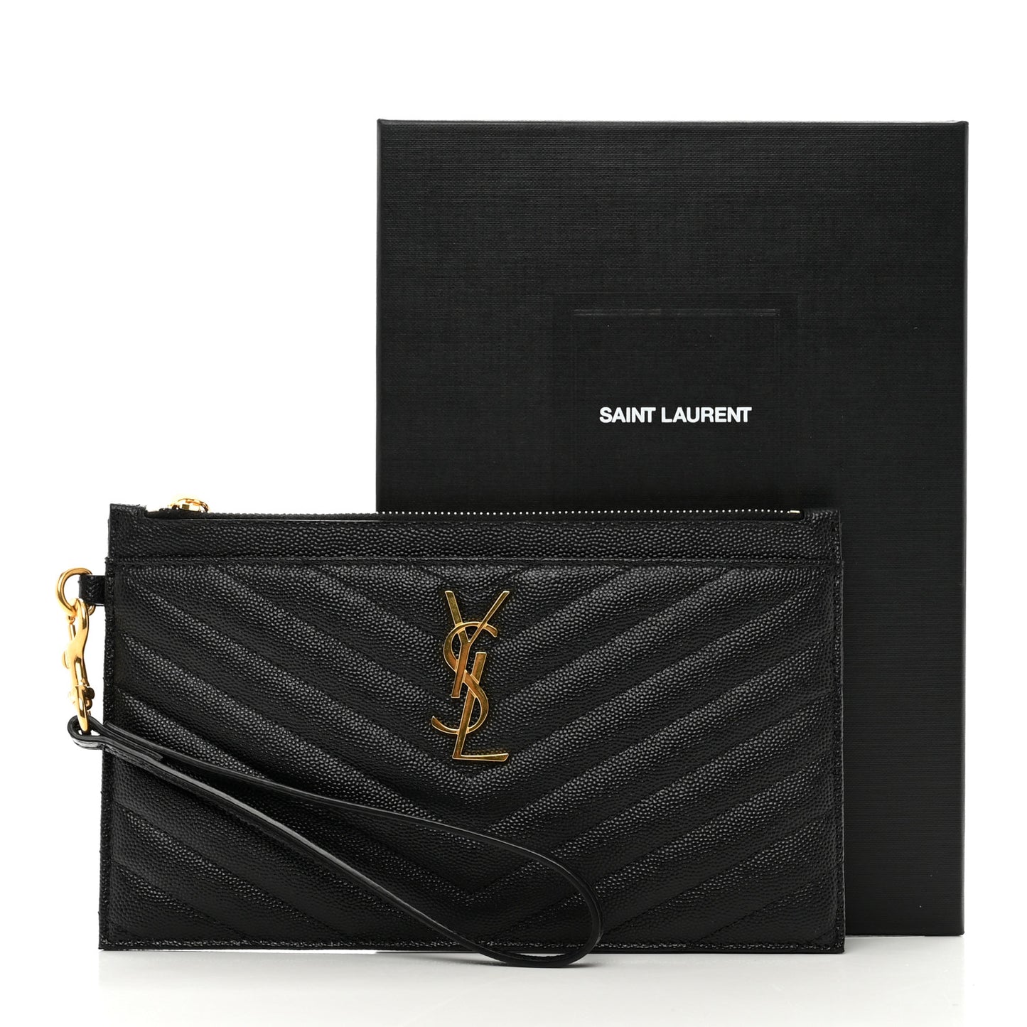 Grain De Poudre Chevron Monogram Large Bill Pouch Black