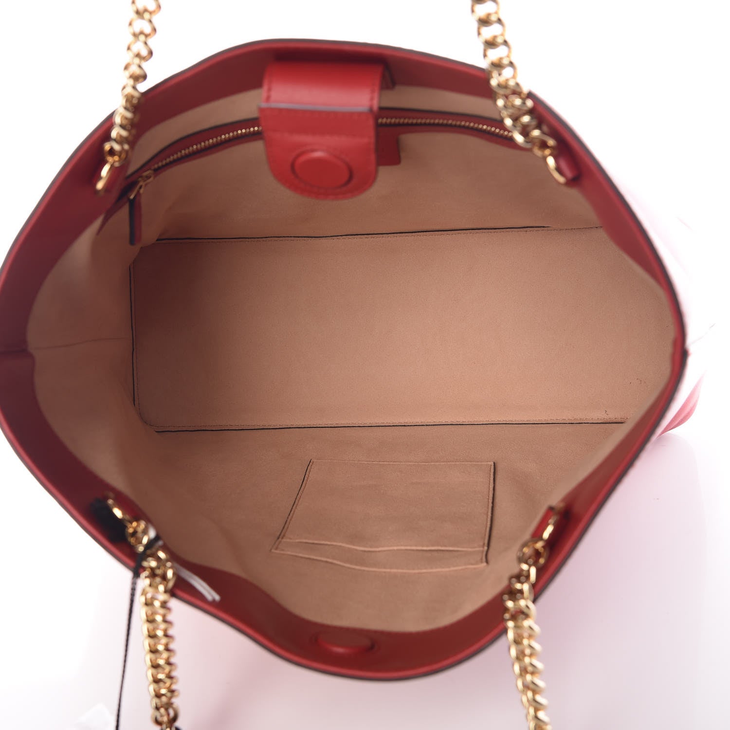 Gucci Apollo Calfskin GG Dadini Embroidered Chain Shoulder Tote Hibiscus Red 7 of 10