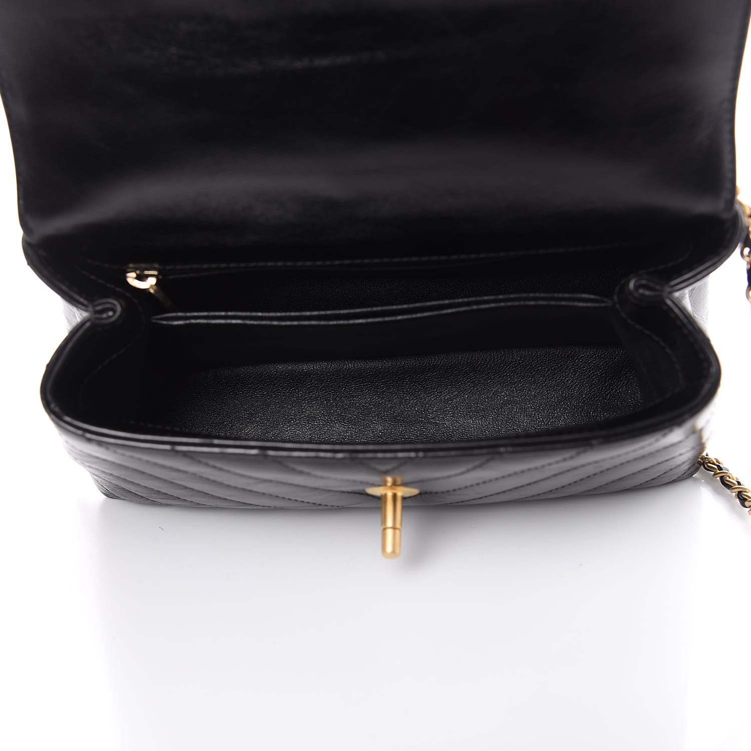 Chanel Calfskin Lizard Chevron Quilted Mini Coco Handle Flap Black 5 of 10