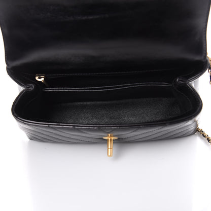 Chanel Calfskin Lizard Chevron Quilted Mini Coco Handle Flap Black 5 of 10