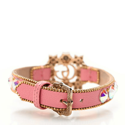 Gucci Calfskin Crystal Double G Bracelet M Pink 3 of 5