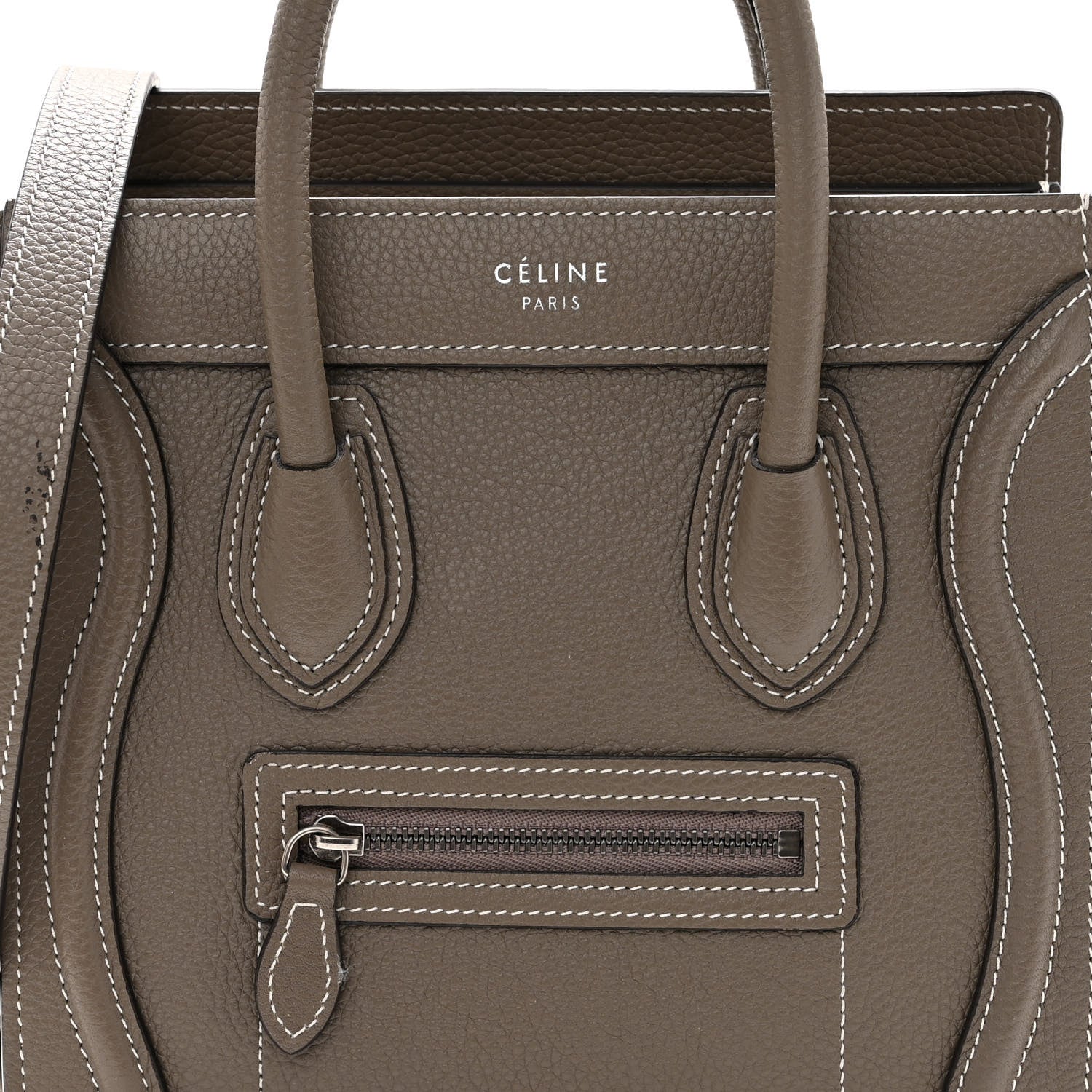 Celine Drummed Calfskin Nano Luggage Souris 7 of 11