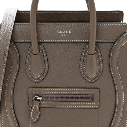 Celine Drummed Calfskin Nano Luggage Souris 7 of 11
