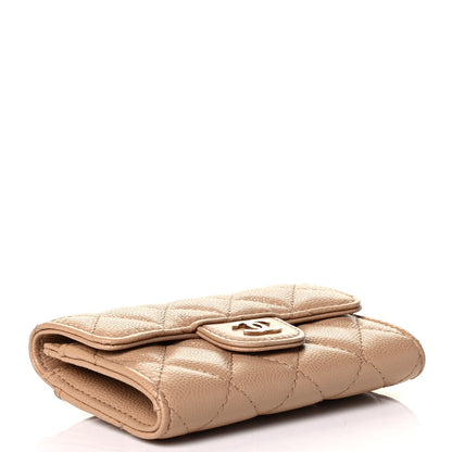 Chanel Caviar Quilted Flap Card Holder Wallet Beige 3 of 5