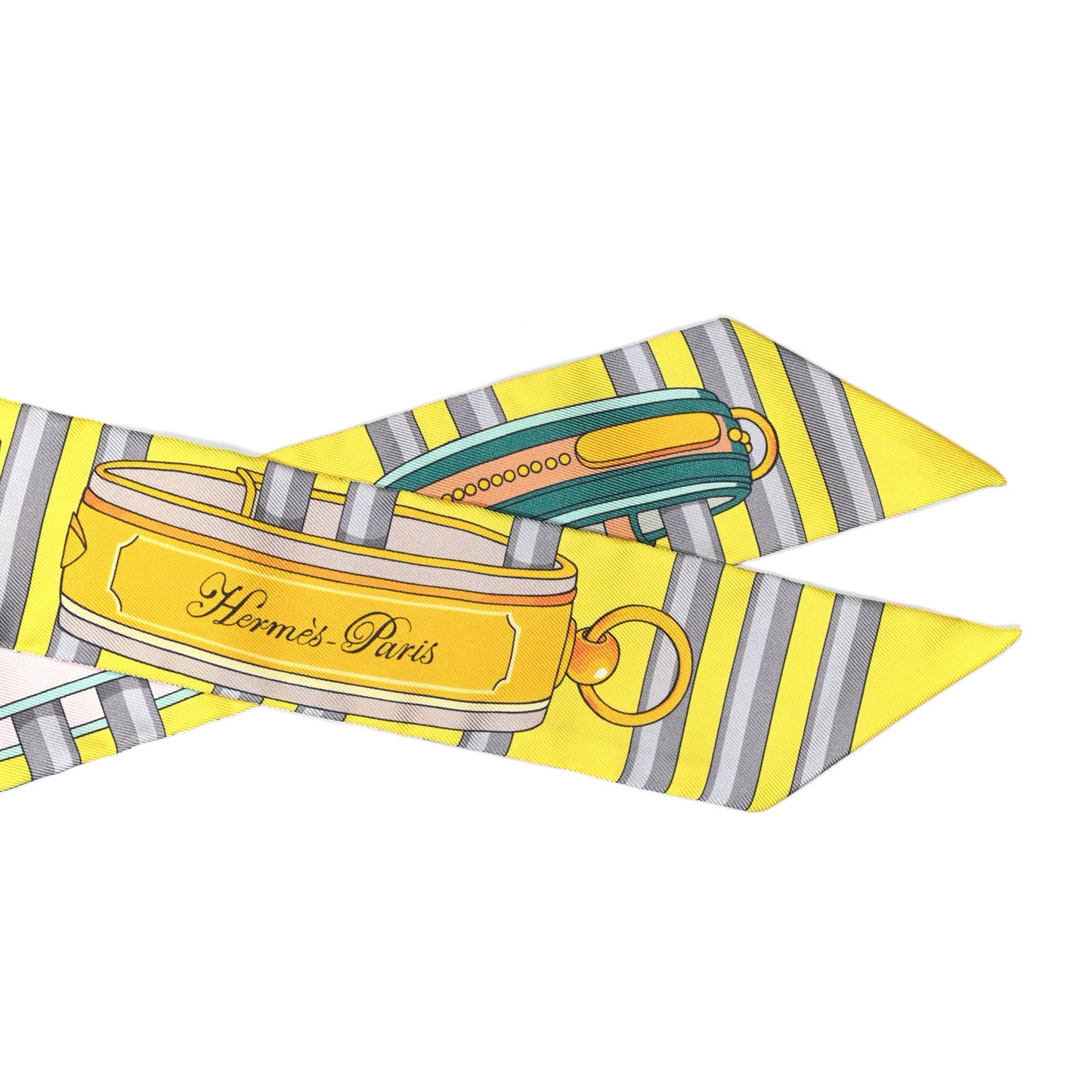 Silk Colliers De Chiens Remix Twilly Jaune Vif Gris Perle