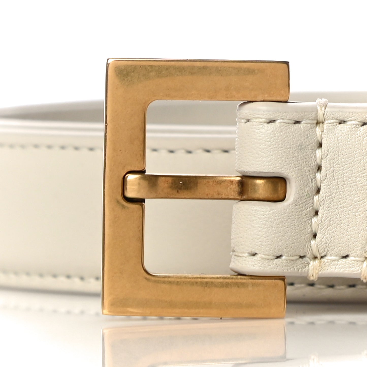 Smooth Calfskin Monogram Square Buckle Belt 80 32 White