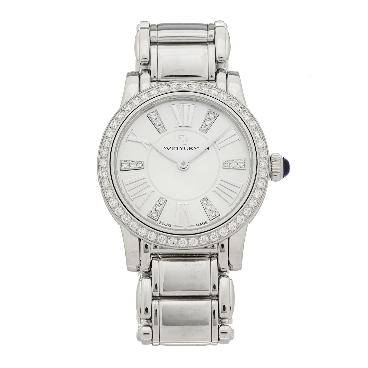 David Yurman Stainless Steel Diamond Bezel Mother of Pearl 30mm Classic Quartz Watch 1 of 4
