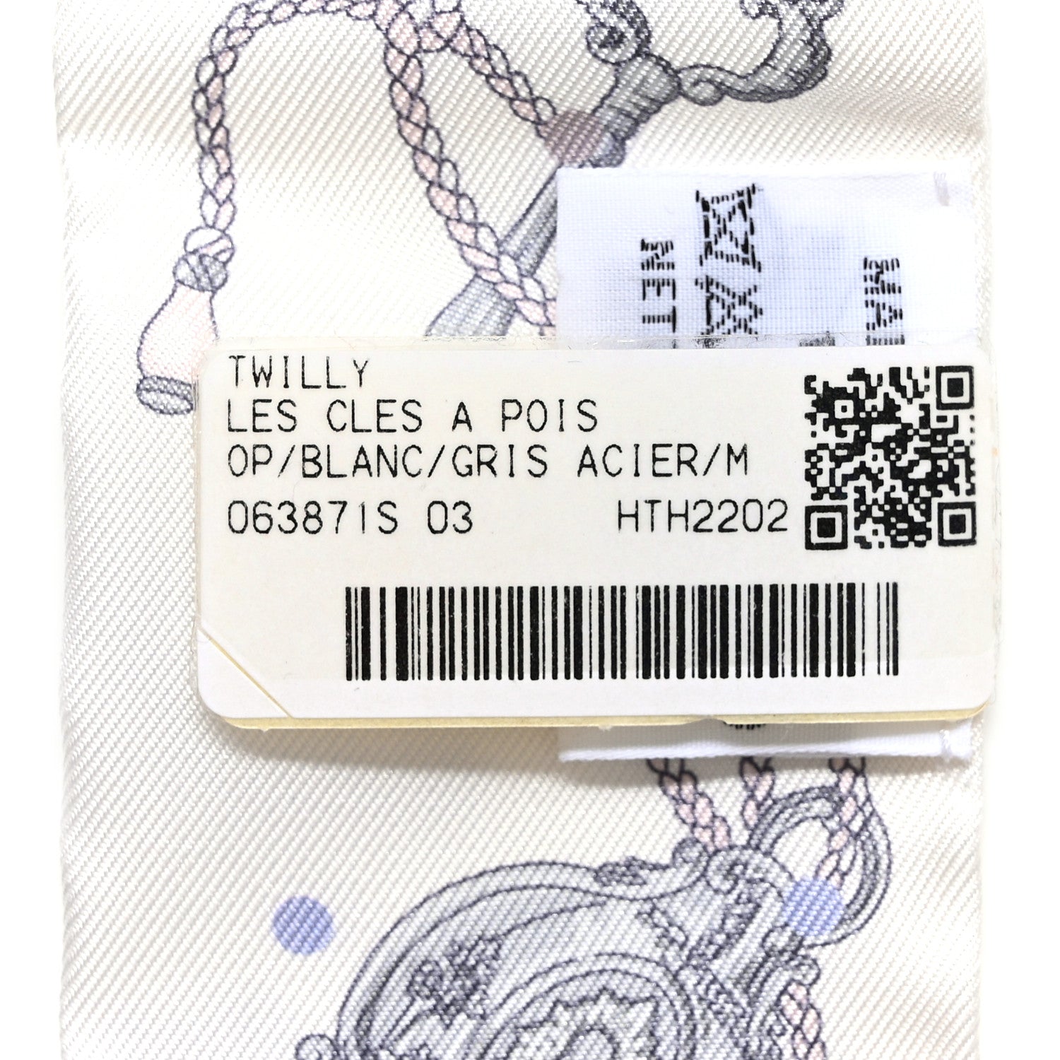 Hermes Silk Les Cles A Pois Twilly White Gris Acier 3 of 4
