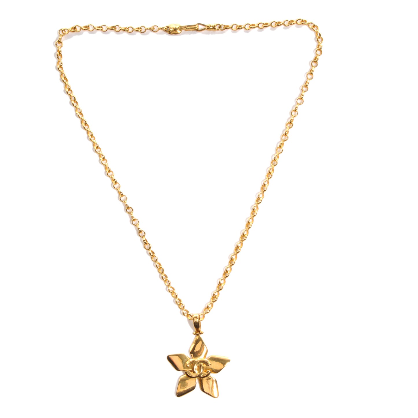 CC Star Pendant Long Necklace Gold