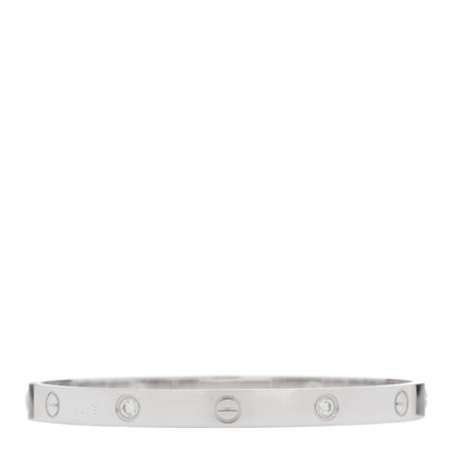Cartier 18K White Gold 4 Diamond Love Bracelet 19 2 of 9