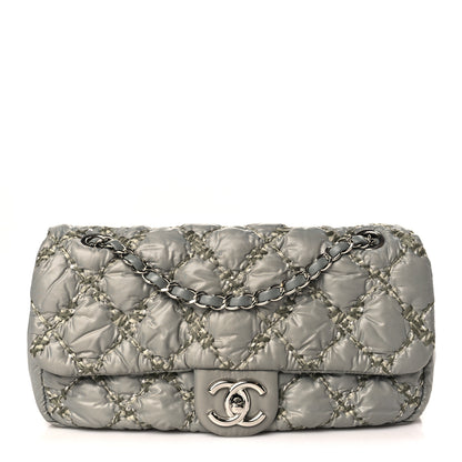 Chanel Nylon Quilted Medium Tweed on Stitch Bubble Flap Grey 1 of 9