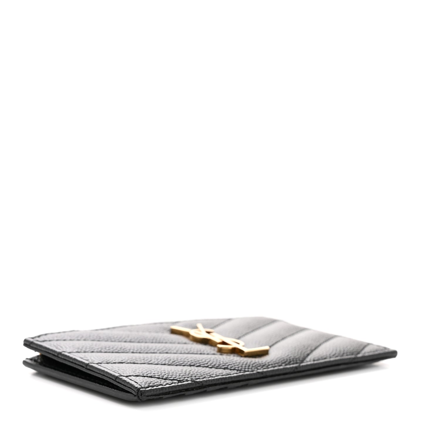 Grain De Poudre Matelasse Chevron Monogram Fragments Zippered Card Case Black
