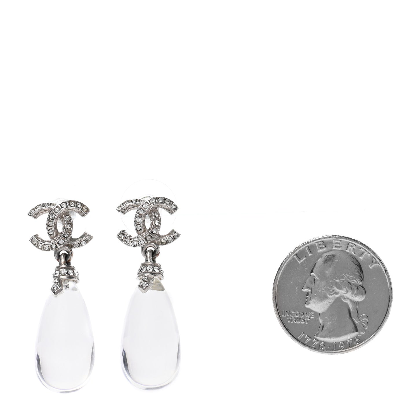 Ruthenium Crystal CC Drop Earrings Silver