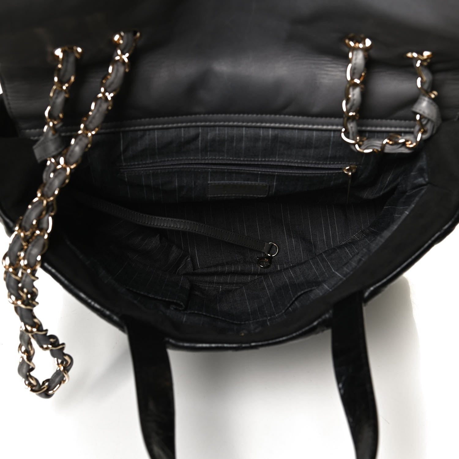 Chanel Glazed Calfskin Lambskin Quilted Portobello Tote Black Grey 5 of 11