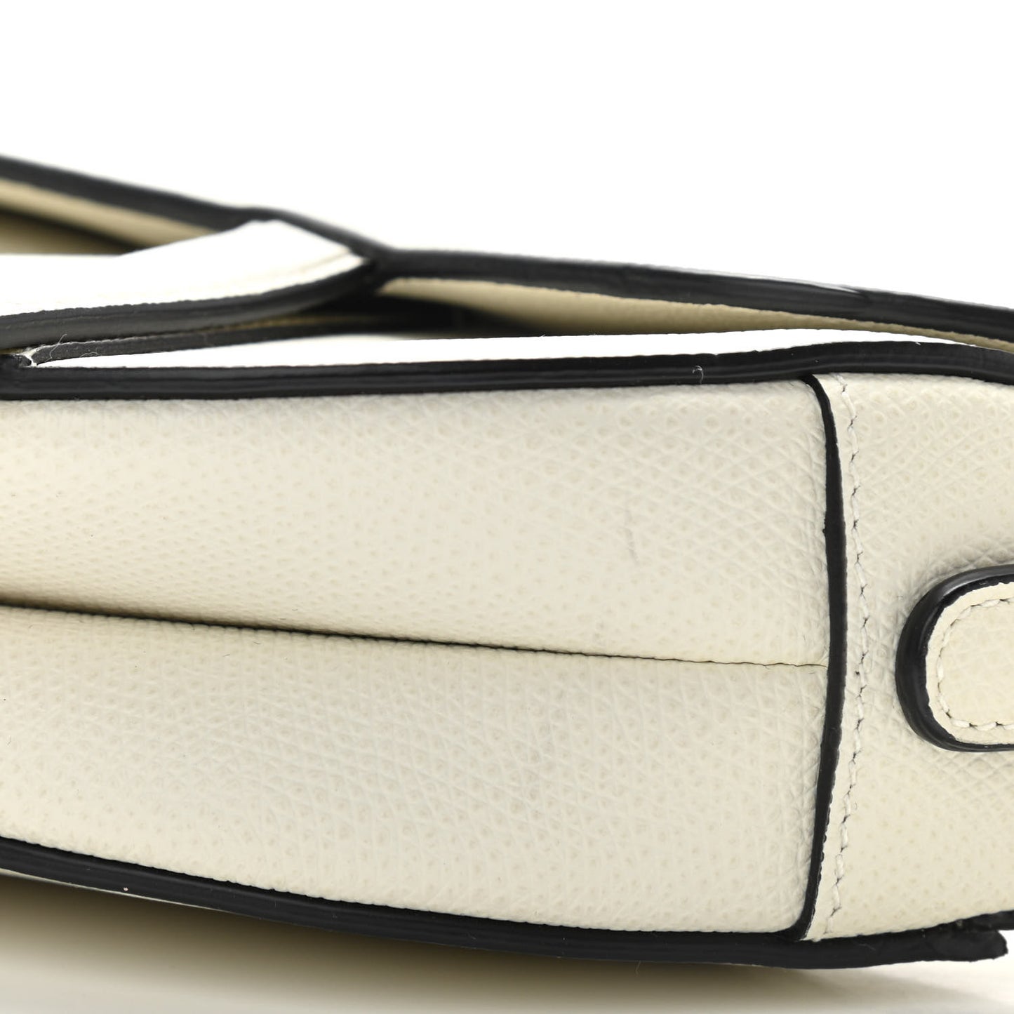 Grained Calfskin Mini Saddle Bag White