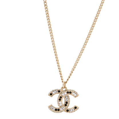 Chanel Baguette Crystal CC Necklace Light Gold Black 1 of 5