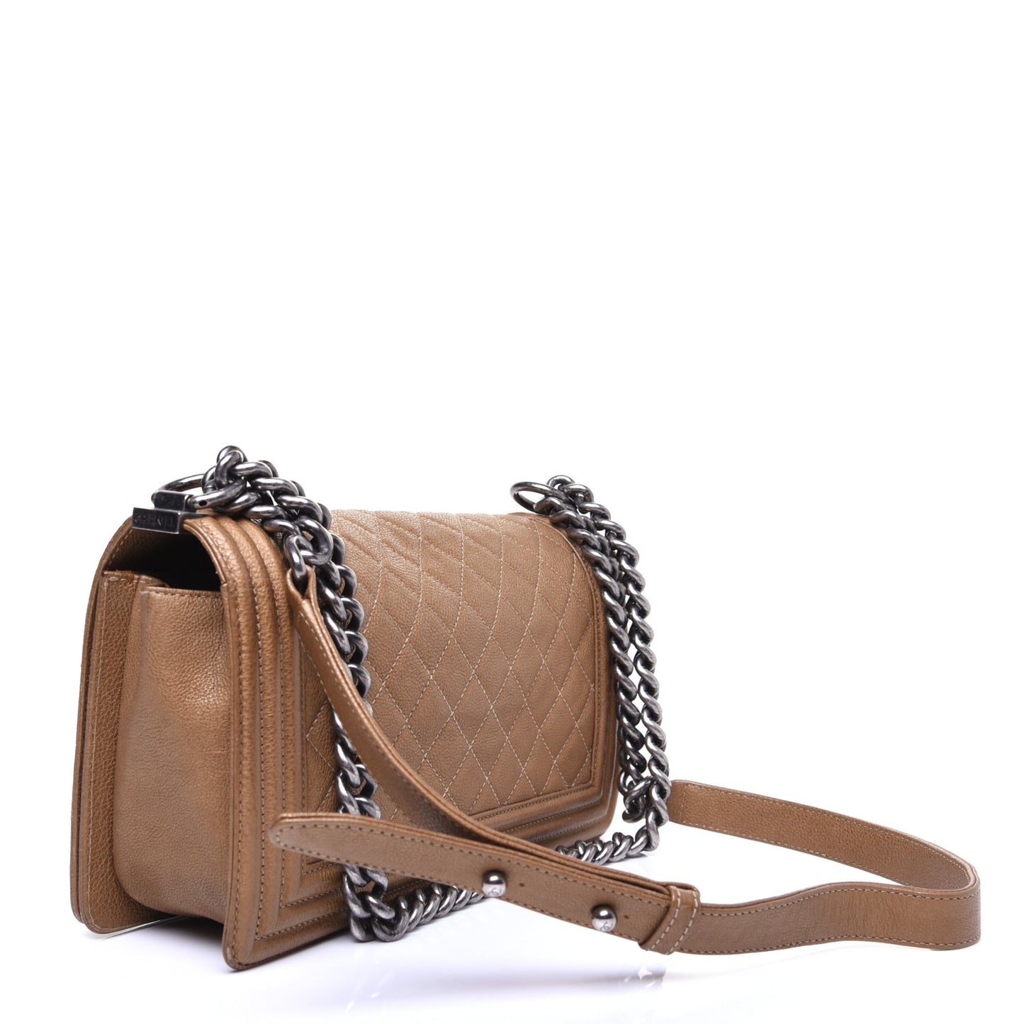 Caviar Quilted Medium Boy Flap Camel