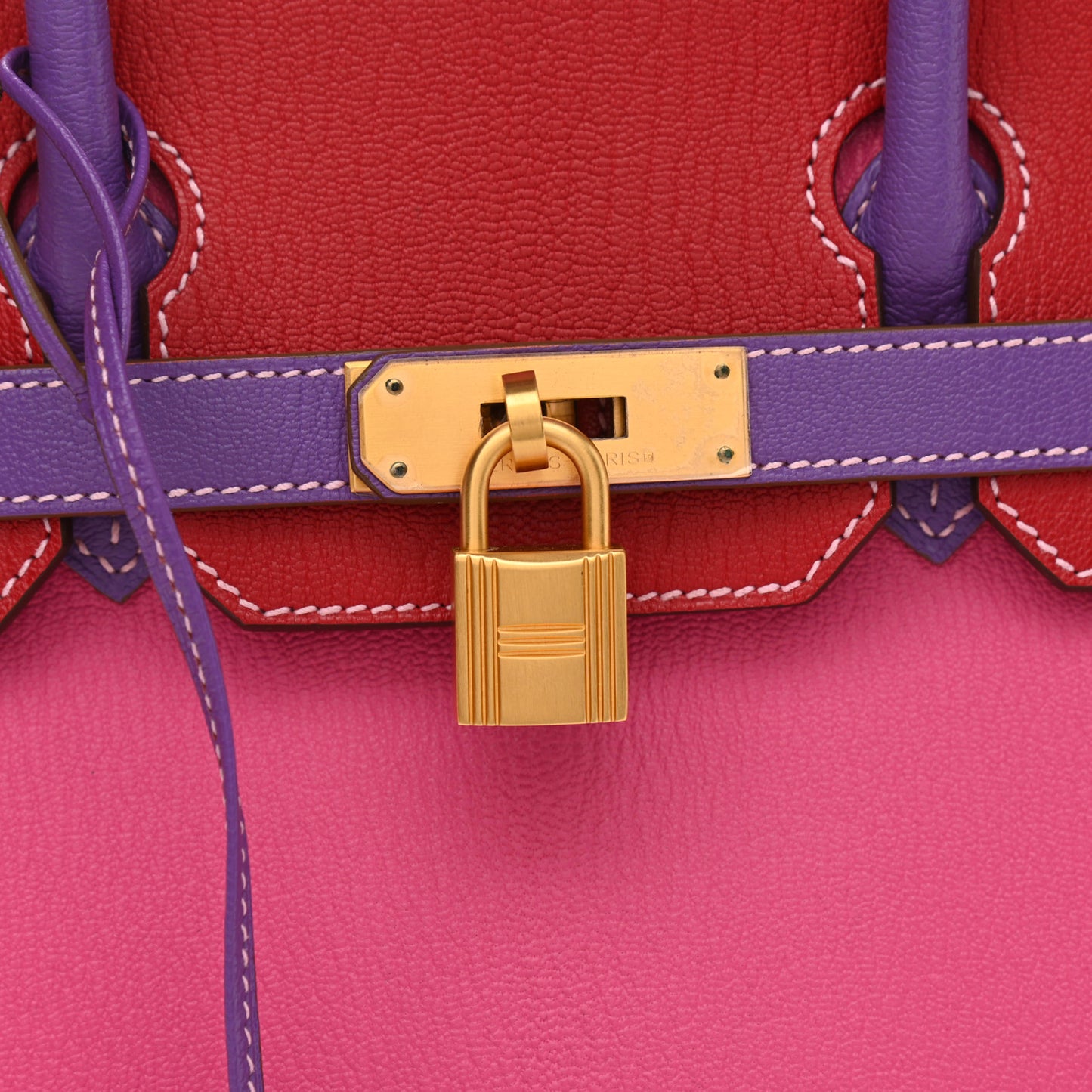 Chevre Mysore Horseshoe Birkin 30 Rose Tyrien Rouge Garance Parme