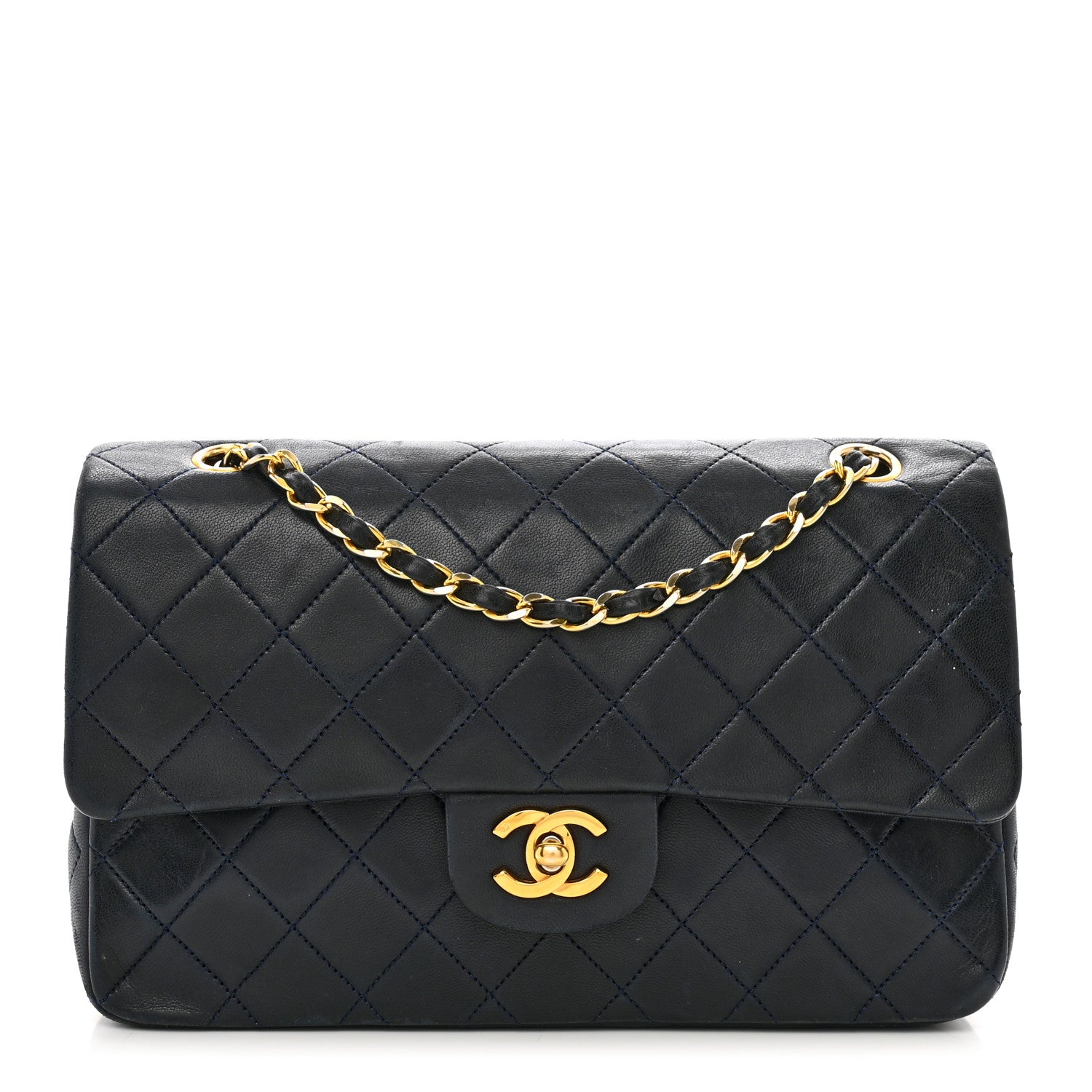 Chanel Lambskin Quilted Small Double Flap Navy 1 of 14