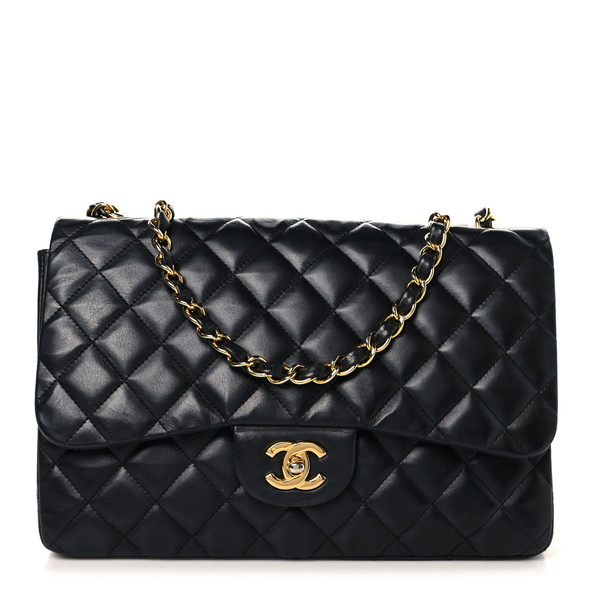 Chanel Lambskin Quilted Jumbo Double Flap Black 1 of 11