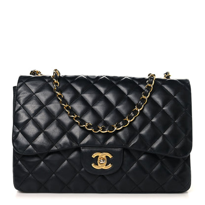Chanel Lambskin Quilted Jumbo Double Flap Black 1 of 11