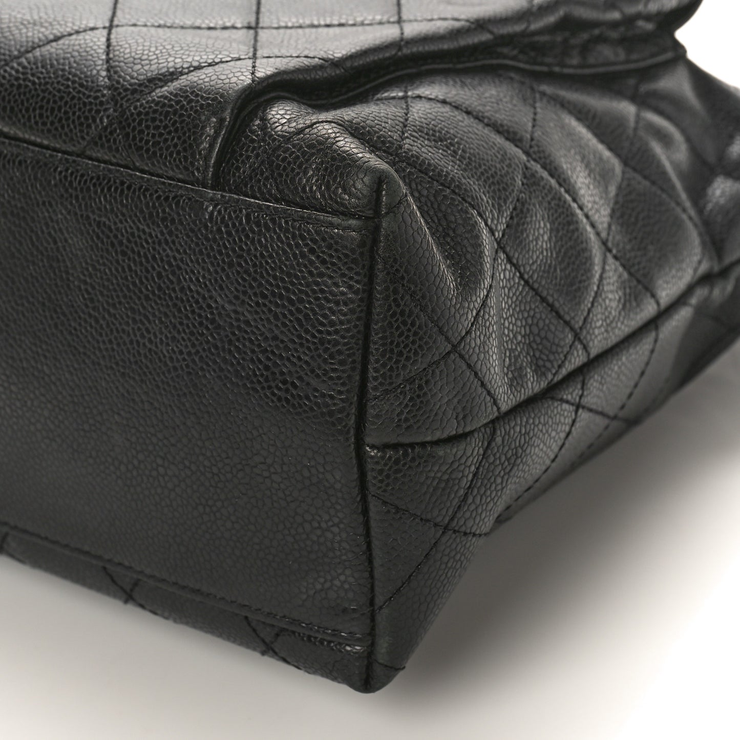 Caviar Quilted Flap Shoulder Bag Black