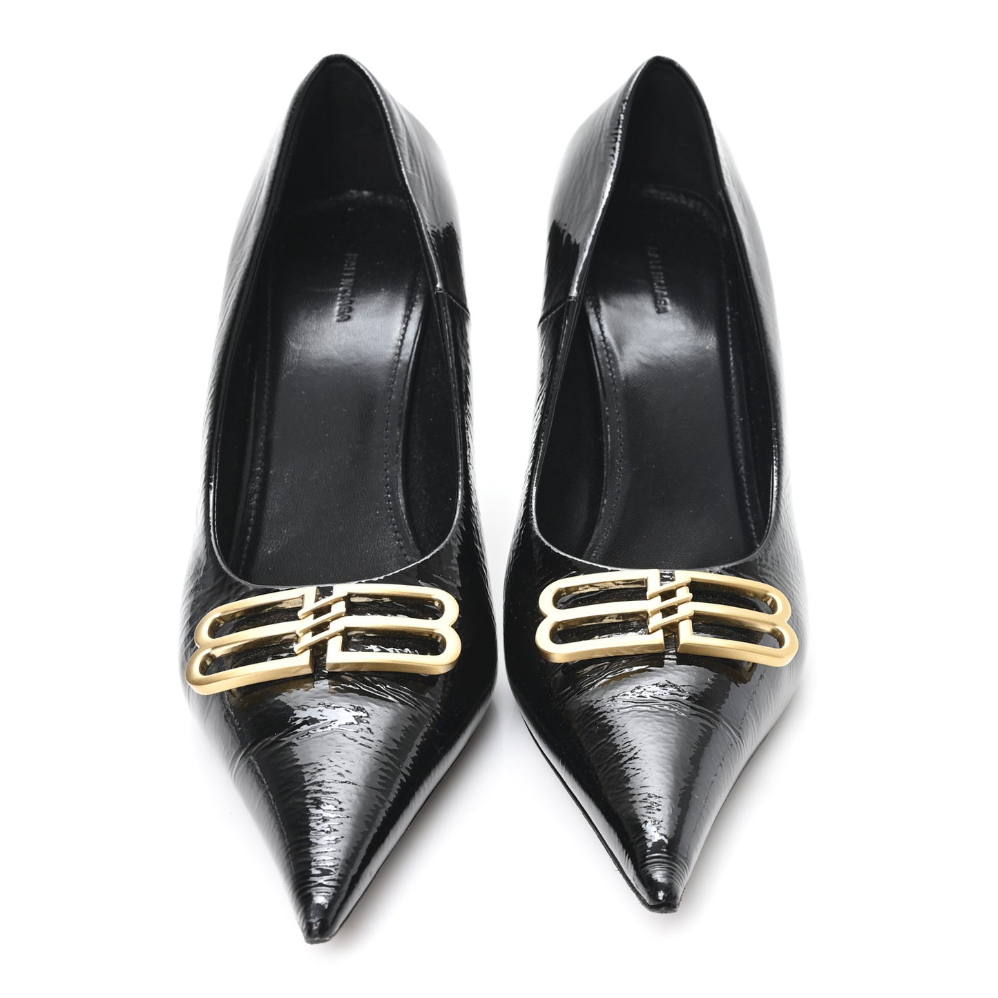 Shiny Calfskin BB Square Knife 80mm Pumps 38.5 Black