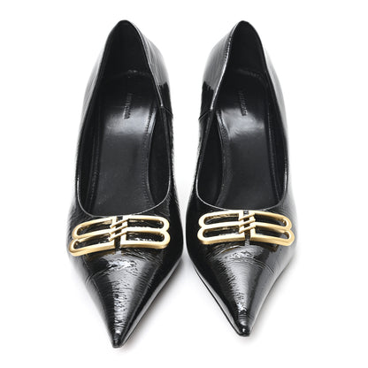 Balenciaga Shiny Calfskin BB Square Knife 80mm Pumps 38.5 Black 3 of 9