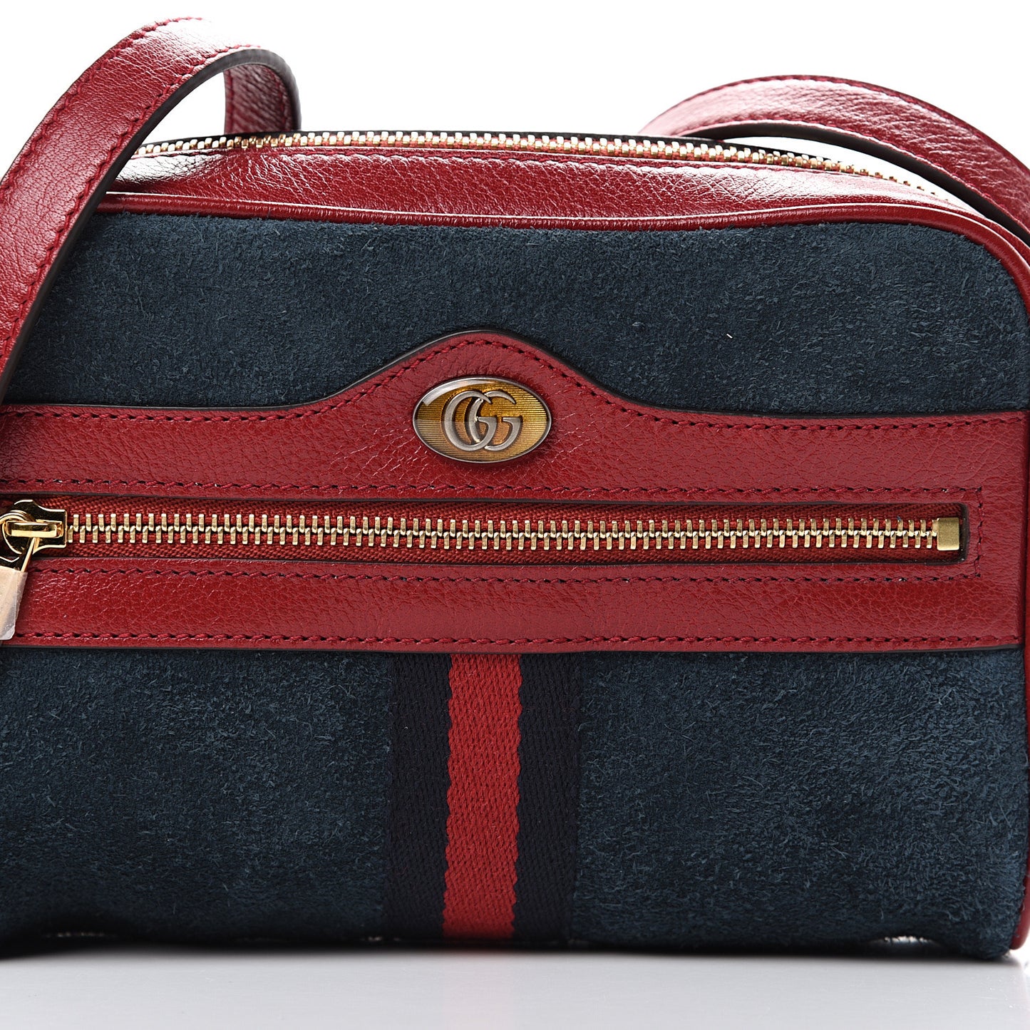 Suede Calfskin Web Mini Ophidia Shoulder Bag New Blue Romantic Cherry