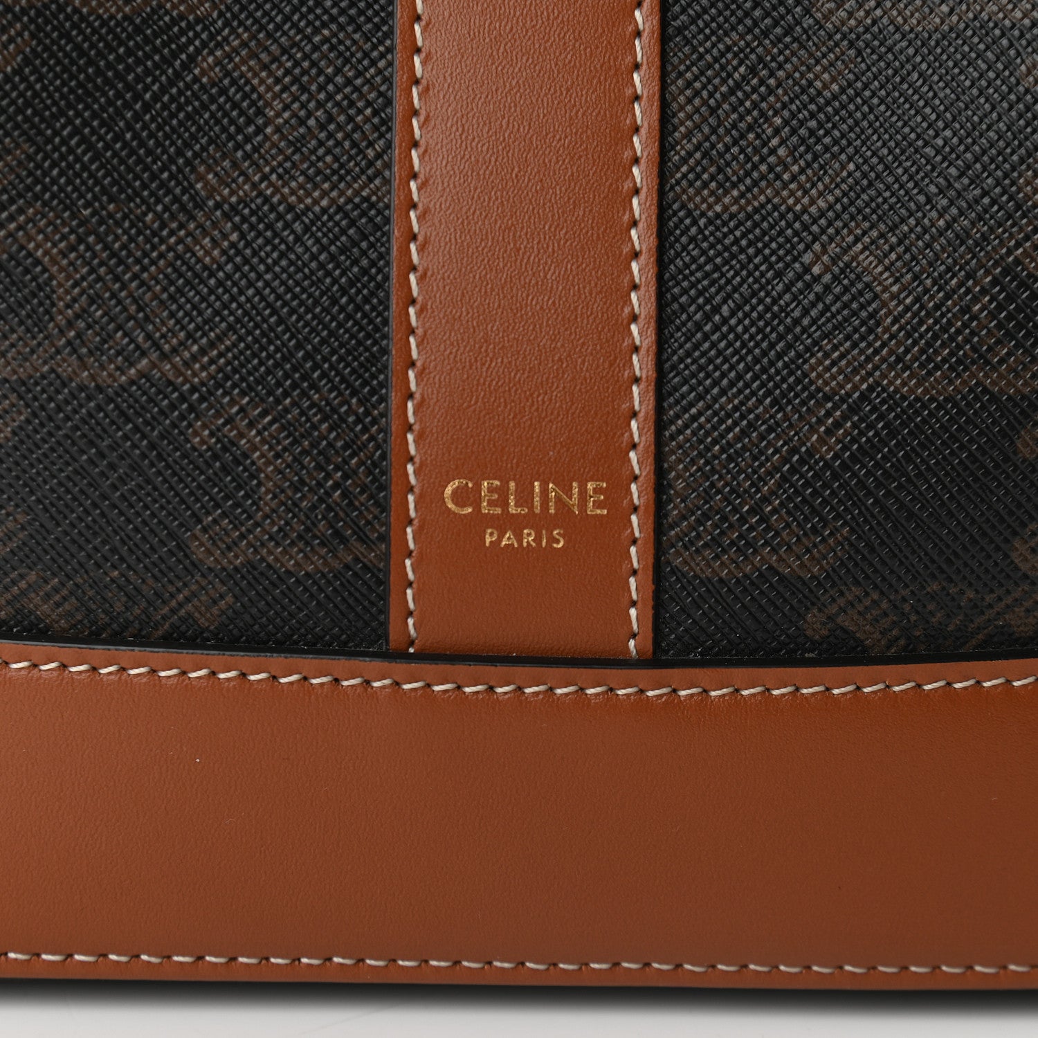 Celine Triomphe Canvas Calfskin Small Bucket Bag Tan 7 of 8