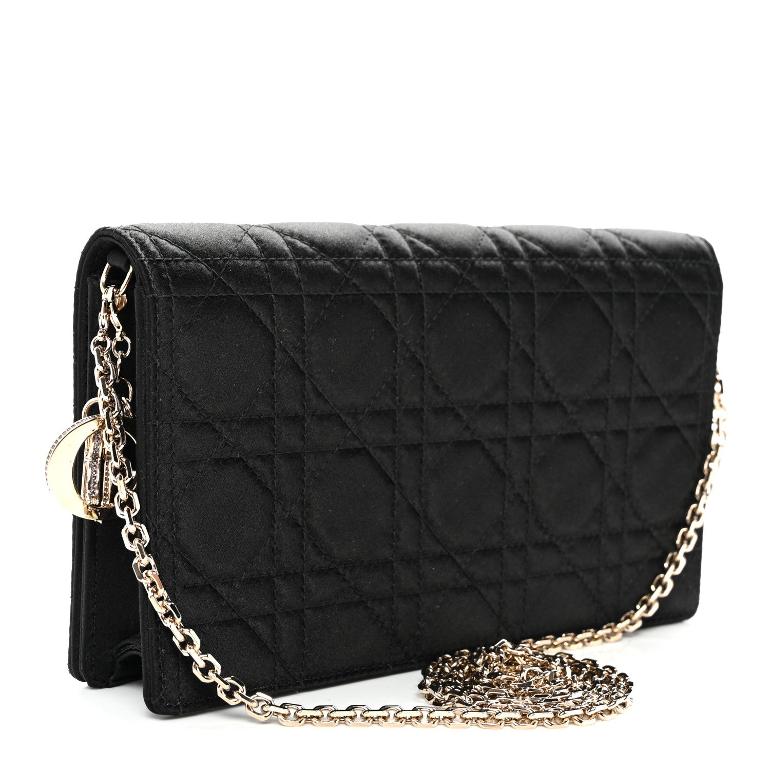 Christian Dior Satin Cannage Lady Dior Convertible Clutch Black 3 of 10