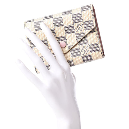 Louis Vuitton Damier Azur Victorine Wallet Rose Ballerine 2 of 9
