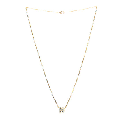 Hermes Lacquered Gold Mini Pop H Pendant Necklace White 3 of 5