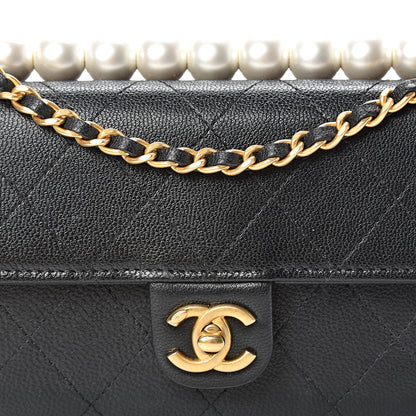 Chanel Goatskin Quilted Chic Pearls Clutch With Chain Black 8 of 12