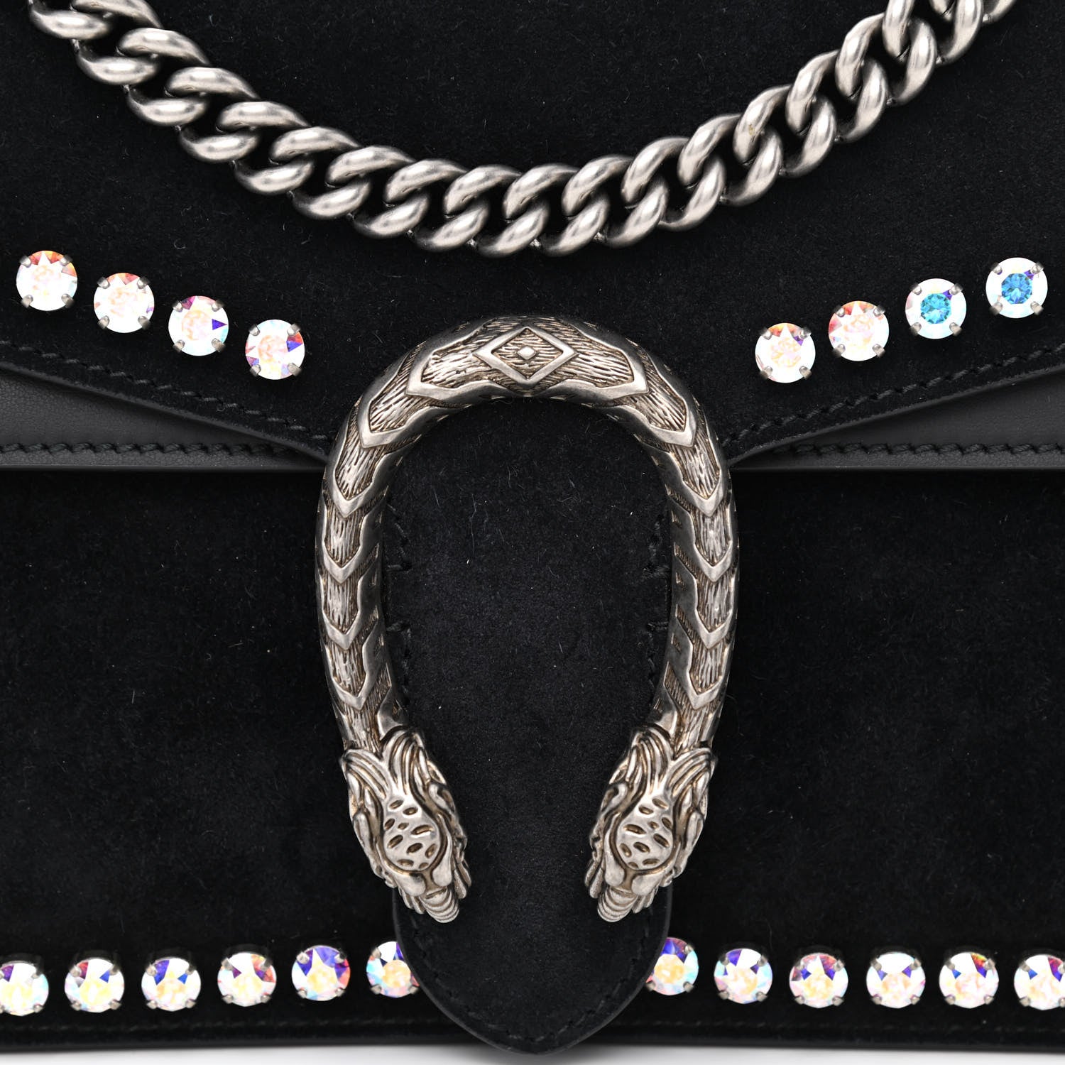 Gucci Suede Crystal Small Dionysus Shoulder Bag Black 8 of 10