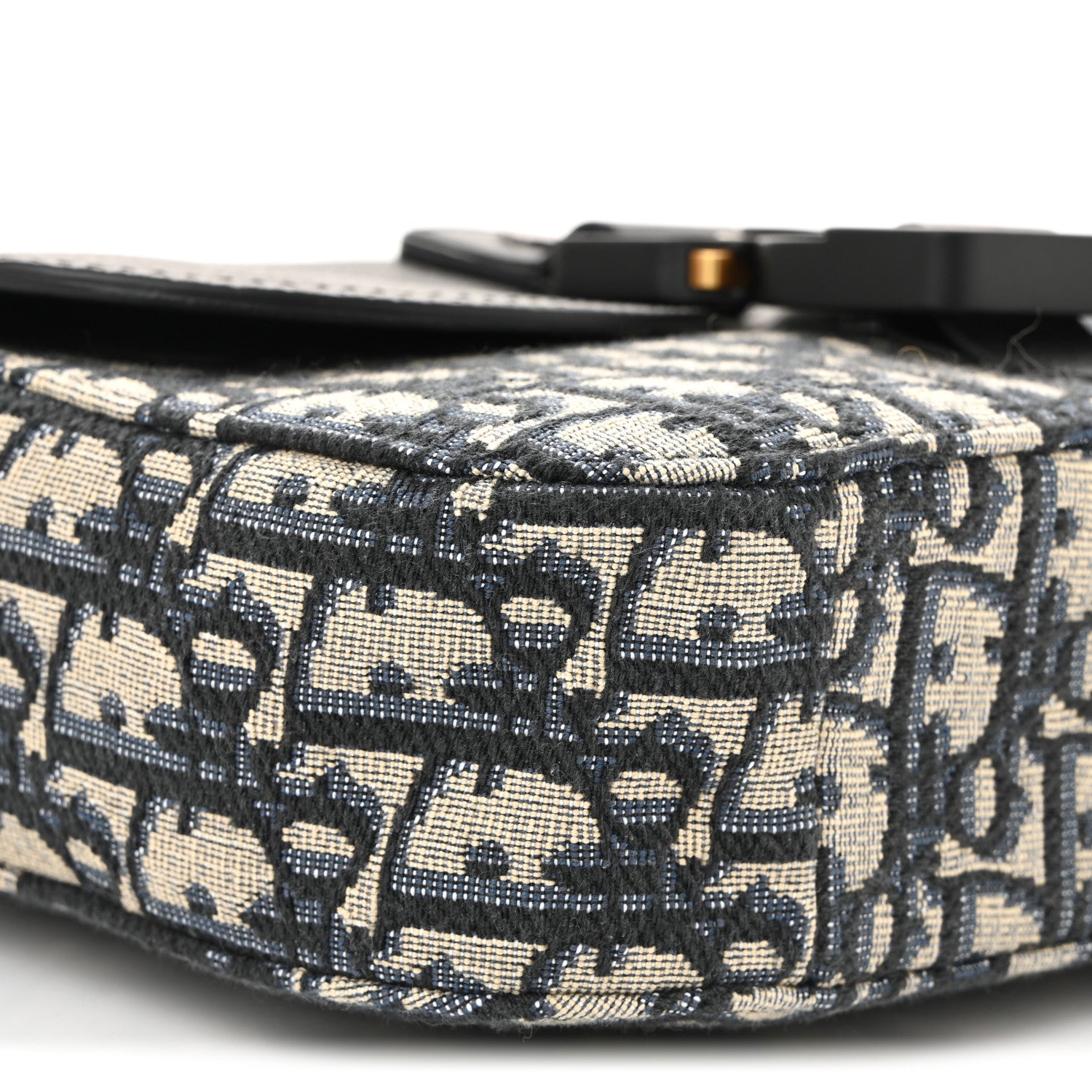 Christian Dior Oblique Jacquard Grained Calfskin Small Saddle Messenger Bag Beige Black 9 of 10