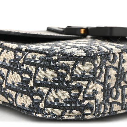 Christian Dior Oblique Jacquard Grained Calfskin Small Saddle Messenger Bag Beige Black 9 of 10