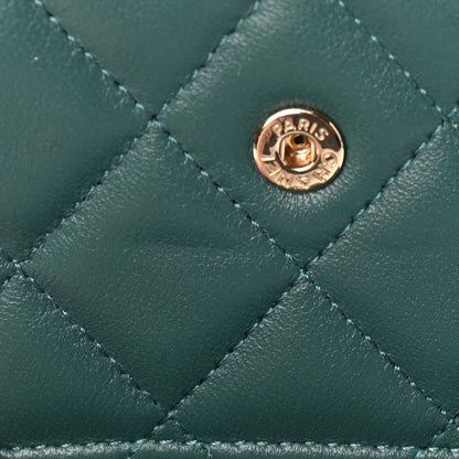 Chanel Lambskin Quilted Top Handle Flap Coin Purse With Chain Green 9 of 11