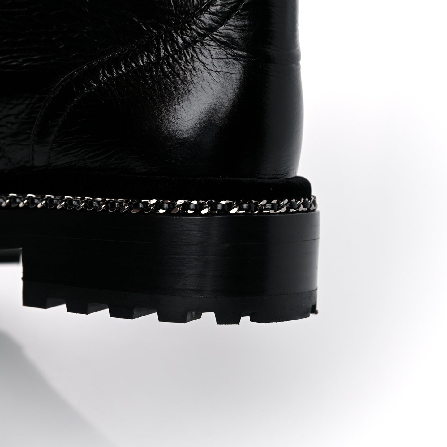 Crackled Calfskin Velvet Pearl Combat Short Boots 38 Black