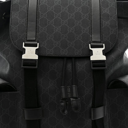 Gucci Soft GG Supreme Monogram Large Double Buckle Backpack Black 9 of 13