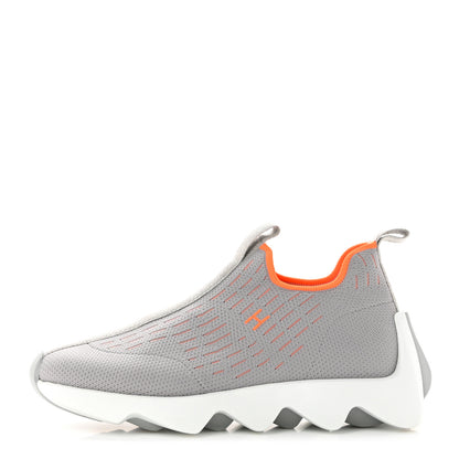 Hermes Technical Canvas Goatskin Womens Eclair Sneakers 35.5 Gris Clair 1 of 8