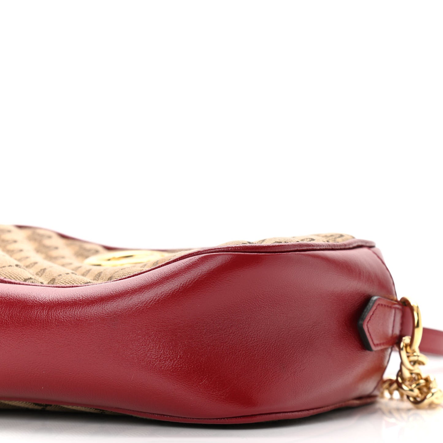Monogram Azalea Calfskin Matelasse Diagonal Small GG Marmont Chain Shoulder Bag Beige Ebony New Cherry Red