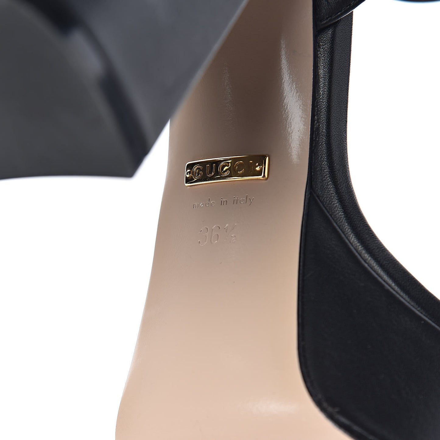 Calfskin GG Marmont Ankle Wrap 30/115mm Platform Sandals 36.5 Black