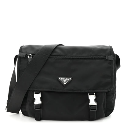 Prada Nylon Vela Double Snap Buckle Messenger Bag Black 1 of 12