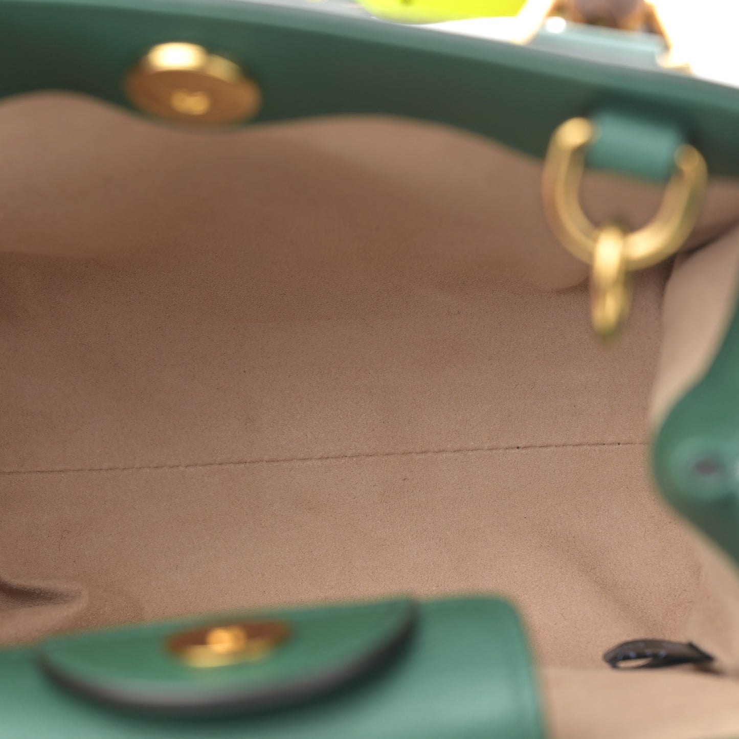 Wonka Grain Calfskin Mini Diana Tote Bag Green Yellow Fluo