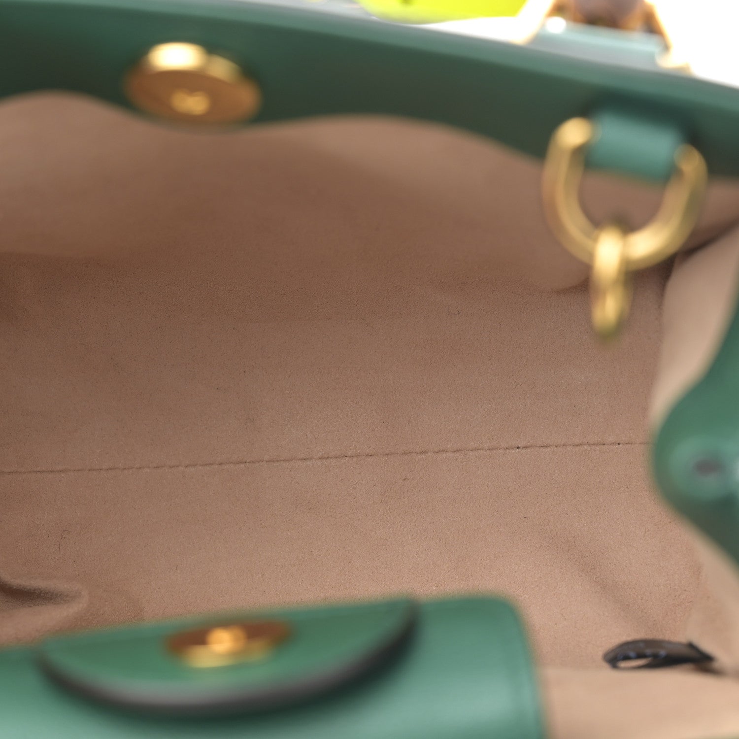 Gucci Wonka Grain Calfskin Mini Diana Tote Bag Green Yellow Fluo 5 of 10