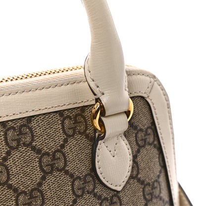 Gucci GG Supreme Monogram Azalea Calfskin Mini Horsebit 1955 Top Handle Bag Beige Ebony Mystic White 27 of 31