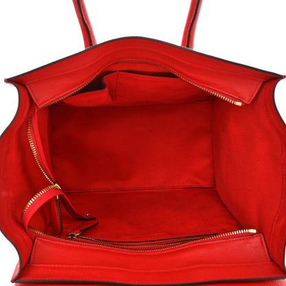 Celine Drummed Calfskin Mini Luggage Coquelicot 5 of 9