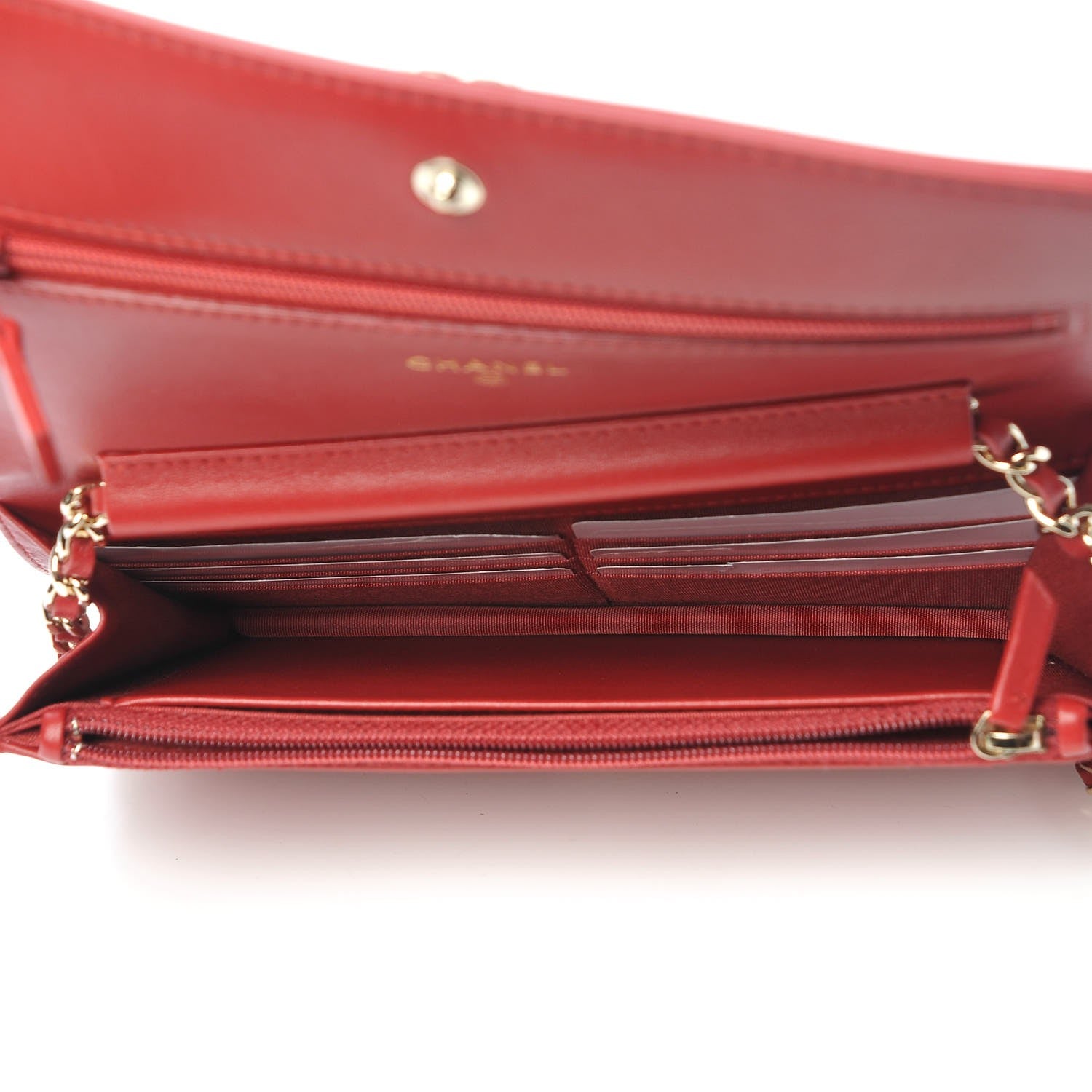 Chanel Calfskin Chevron Quilted Boy Wallet On Chain WOC Red 5 of 9